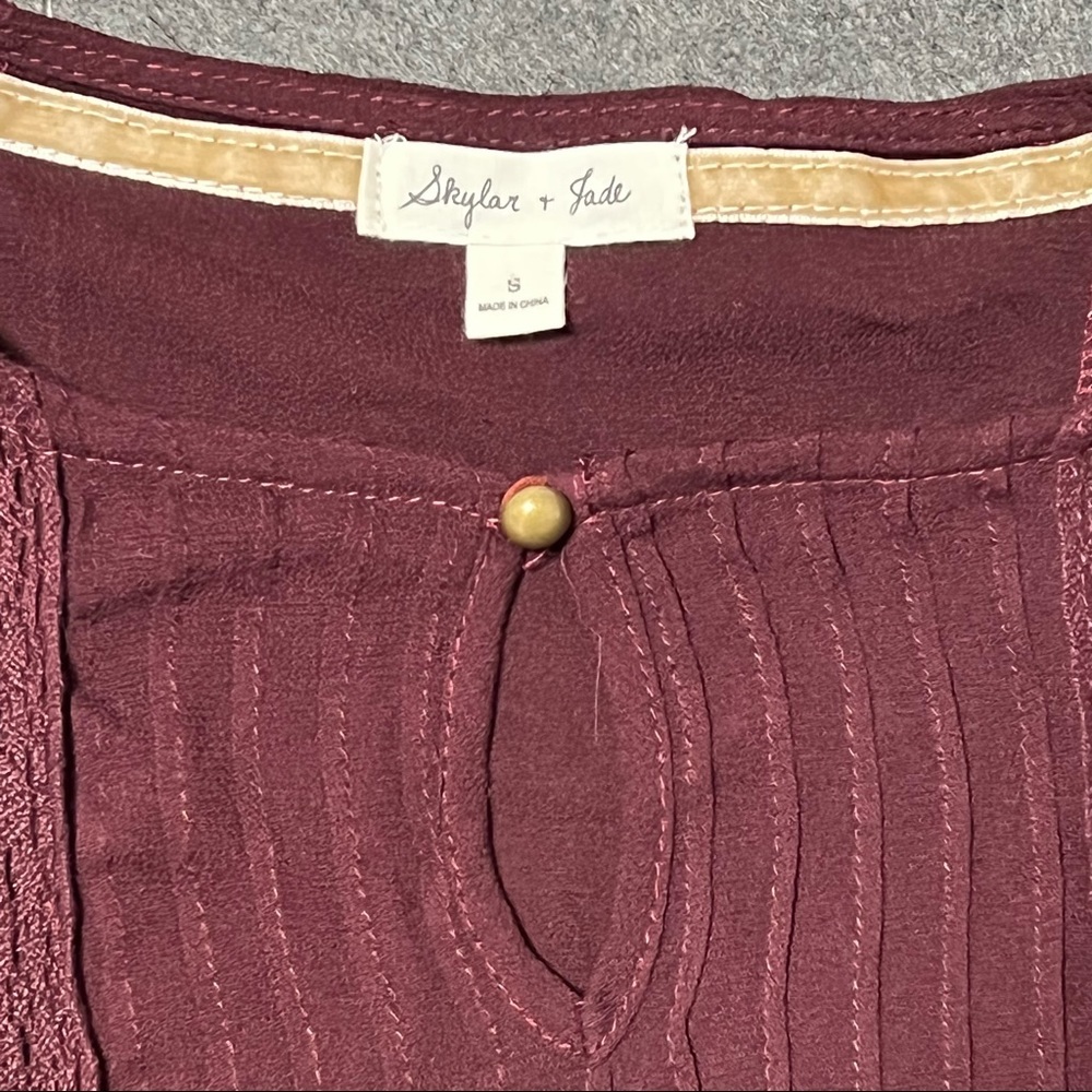 Skyler & Jade  cranberry /wine boho style dress Sz. Small • NWT - Picture 5 of 9